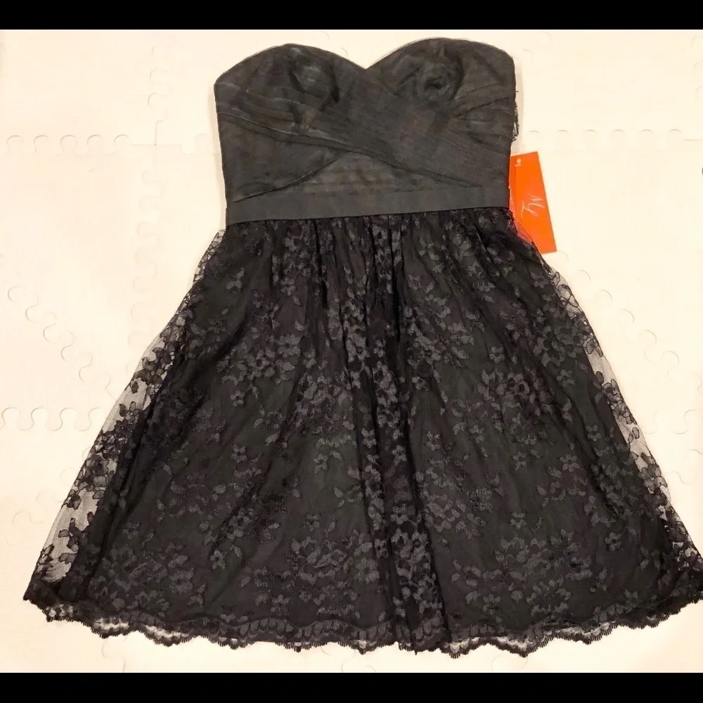 ML Monique Lhuillier Short Black Evening Dress - 2 - Picture 2 of 6